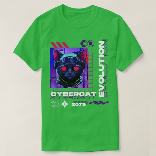 Cyber Cat Retro T-shirt (Design voorkant)
