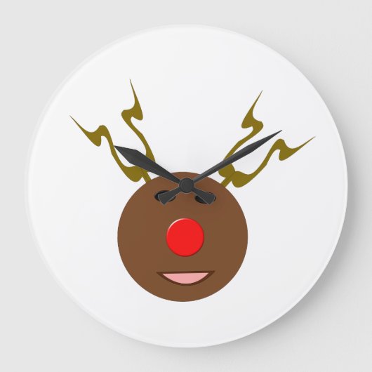 Cyber Christmas Reindeer Wall Clock Grote Klok (Voorkant)