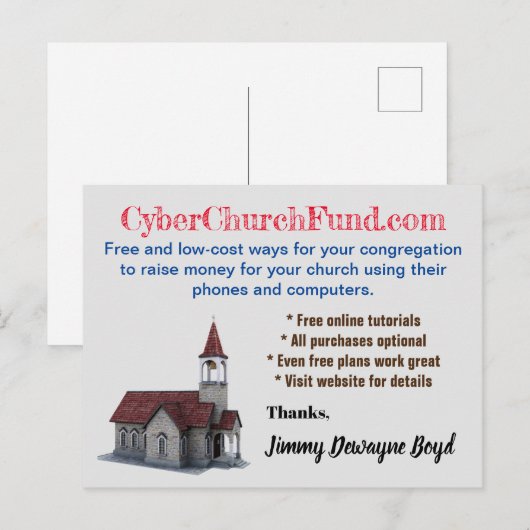 Cyber Church fondsenwerving Briefkaart (Voorkant / Achterkant)