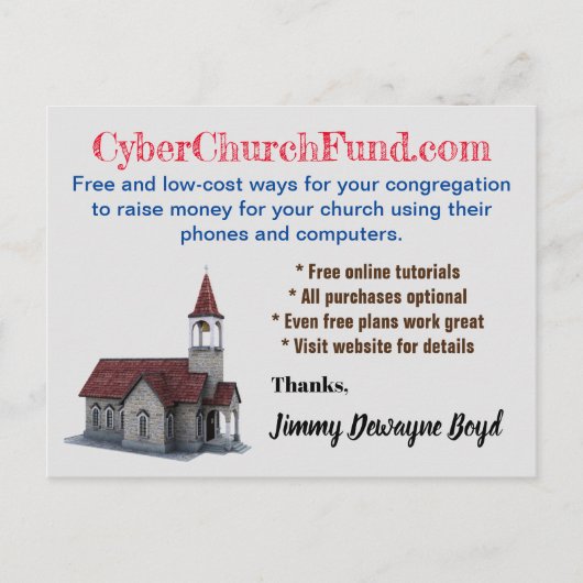 Cyber Church fondsenwerving Briefkaart (Voorkant)