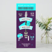 Cyber Cool Rock ’n’ Roll Wedding Ticket Kaart (Staand voorkant)