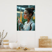 Cyber Demeter: Bio-Circuit Goddess Poster (Keuken)