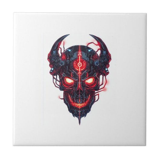 Cyber Demon Schedel Heer Tegeltje (Voorkant)