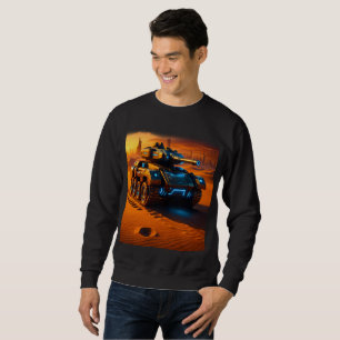 Cyber Desert Tank – Zwarte Sci-Fi Glow Sweatshirt