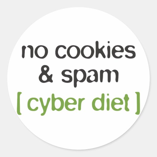 Cyber Diet - Geen koekjes & spam Ronde Sticker (Voorkant)