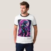 Cyber Dino Neon Mecha City Destroyer Tshirt (Voorkant volledig)
