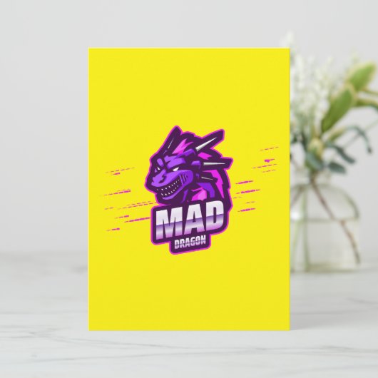 Cyber Dragon Gaming Emblem | Mythical Logo Kaart (Staand voorkant)