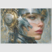 Cyber Dragon Warrior Woman Tissuepapier (Voorkant)