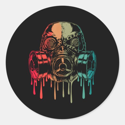 Cyber Dripped Doomsday Preppers Gas Ronde Sticker (Voorkant)