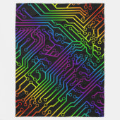 Cyber Electric Rainbow Circuit Board Patroon Fleece Deken (Voorkant)