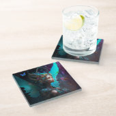 Cyber Fairy Fantasy Art Glazen Onderzetter (Schuin)