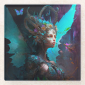 Cyber Fairy Fantasy Art Glazen Onderzetter (Voorkant)