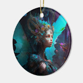 Cyber Fairy Fantasy Art Keramisch Ornament (Links)