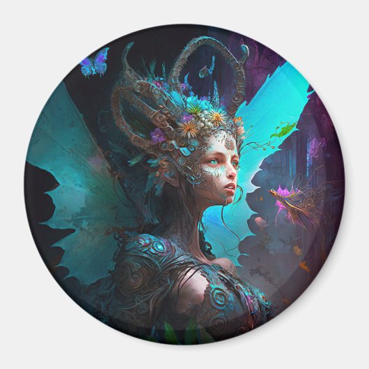Cyber Fairy Fantasy Art Magneet (Voorkant)