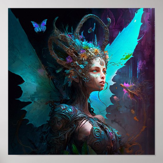 Cyber Fairy Fantasy Art Poster (Voorkant)
