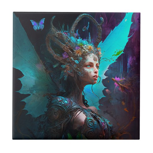 Cyber Fairy Fantasy Art Tegeltje (Voorkant)