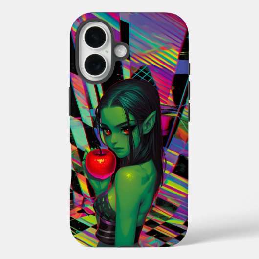 Cyber Fairytale Elf met Crimson Apple Case-Mate iPhone Case (Achterkant)