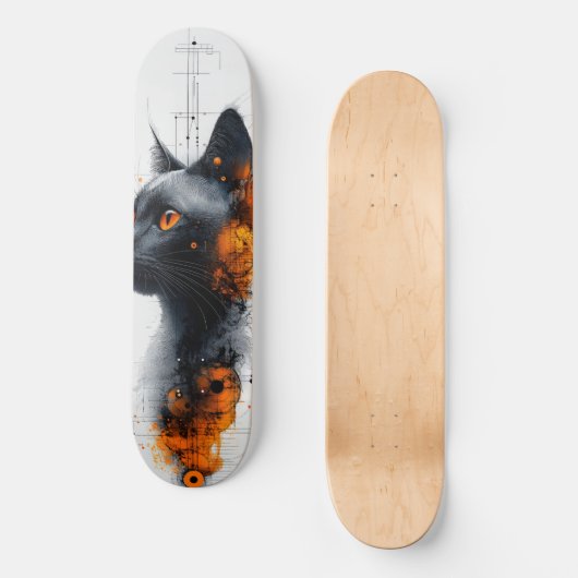 Cyber Feline Persoonlijk Skateboard (Voorkant)