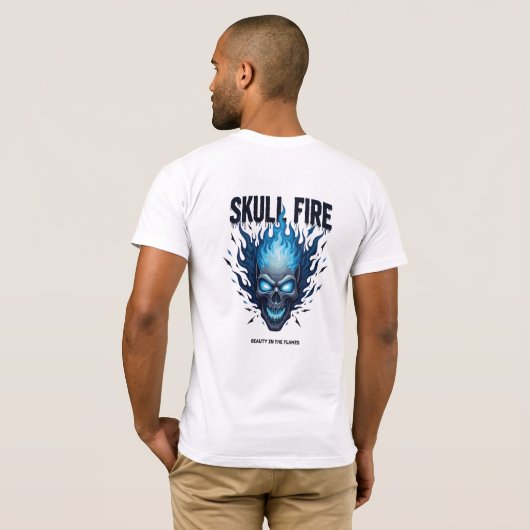 Cyber Flame Skull Shirt – Blue Fire 2025 Grunge AR (Achterkant volledig)