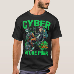 Cyber Future Punk – Neon Streetwear Cyborg Kat T-shirt