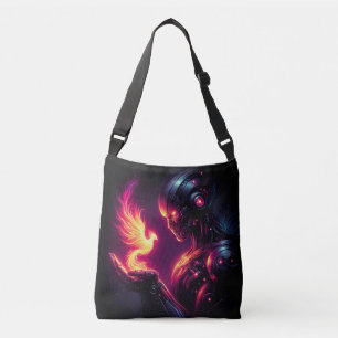 Cyber Futuristische Robot Phoenix Vuur Geest Crossbody Tas