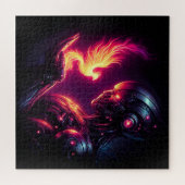 Cyber Futuristische Robot Phoenix Vuur Geest Legpuzzel (Horizontaal)