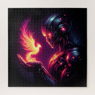 Cyber Futuristische Robot Phoenix Vuur Geest Legpuzzel