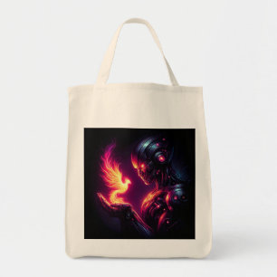 Cyber Futuristische Robot Phoenix Vuur Geest Tote Bag