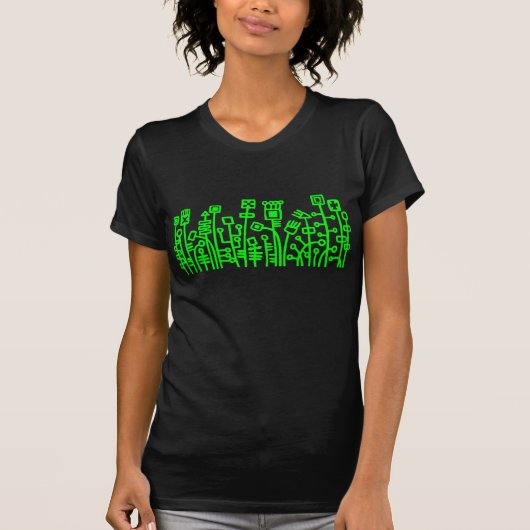 Cyber Garden - Groen op donker T-shirt (Voorkant)