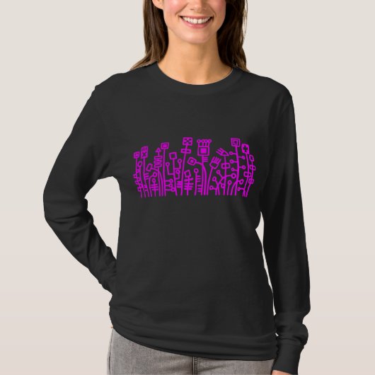 Cyber Garden - Magenta op Donker T-shirt (Voorkant)