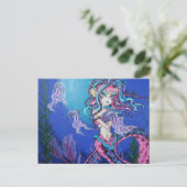 Cyber Gothic Mermaid Jelly Fish Fantasy Briefkaart (Staand voorkant)