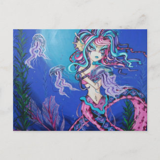 Cyber Gothic Mermaid Jelly Fish Fantasy Briefkaart