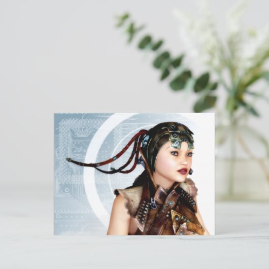 Cyber Grunge 3d Art Briefkaart (Staand voorkant)