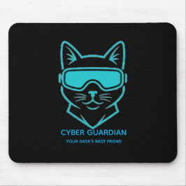 Cyber Guardian Neon Cat Gaming Mousepad - Tech Blu Muismat
