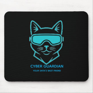 Cyber Guardian Neon Cat Gaming Mousepad - Tech Blu Muismat