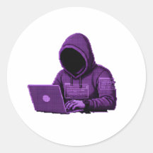 Cyber Hacker Pixel Art Paarse Esthetiek sticker