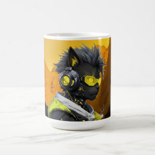Cyber Kat Futuristische Neon Hacker Kat Cyberpun Koffiemok