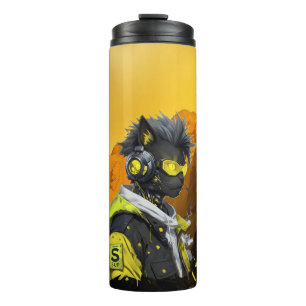 Cyber Kat Futuristische Neon Hacker Kat Cyberpun Thermosbeker