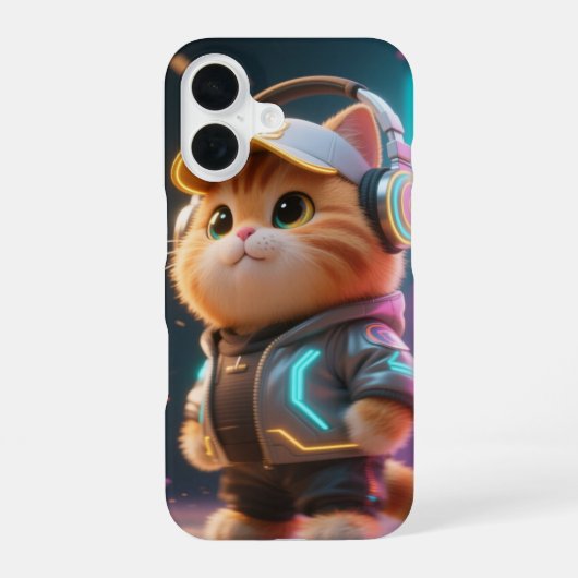 Cyber Kawaii Cat Phone Case iPhone 16 Hoesje (Achterkant)