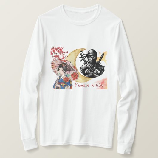 Cyber Kunoichi: Neon Night Shinobi Edition T-shirt (Design voorkant)