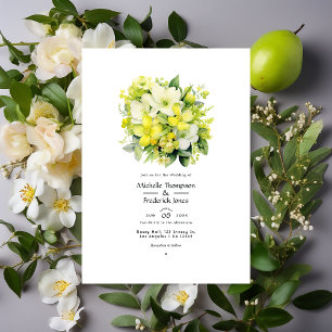 Cyber Lime Bloemen Bruiloft Kaart
