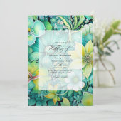 Cyber Lime Bloemen Bruiloft Kaart (Staand voorkant)