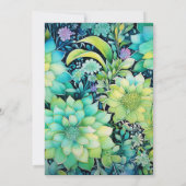 Cyber Lime Bloemen Bruiloft Kaart (Achterkant)