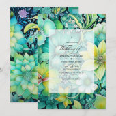 Cyber Lime Bloemen Bruiloft Kaart (Voorkant / Achterkant)