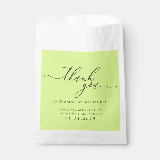 Cyber Lime Jet Black Formal Minimalist Wedding Bedankzakje (Voorkant)