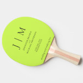 Cyber Lime & Jet Black Formal Simple Fun Wedding Tafeltennisbatje (Zijkant)