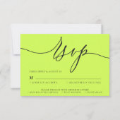 Cyber Lime Jet Black Minimal Modern RSVP Kaartje (Voorkant)