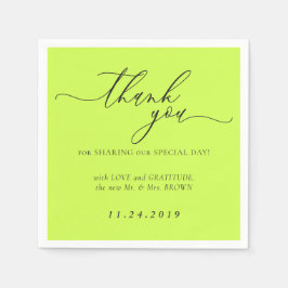 Cyber Lime Jet Black Minimalist Decor Wedding Servet