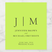 Cyber Lime Jet Black Minimalistic Suite Wedding Wijn Etiket (Enkel label)