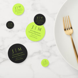 Cyber Lime Jet Black Monogram Classic Wedding Confetti
